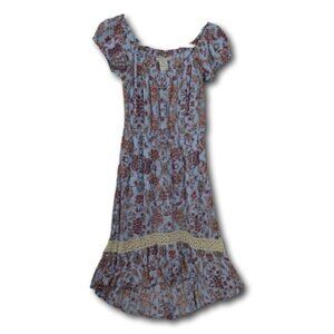 Boho Dress America Rag Floral Midi Hi Low Dress S/S Size: M